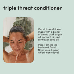 Hers Color-safe shampoo viewed on glossy surface highlights gentle cleansing.