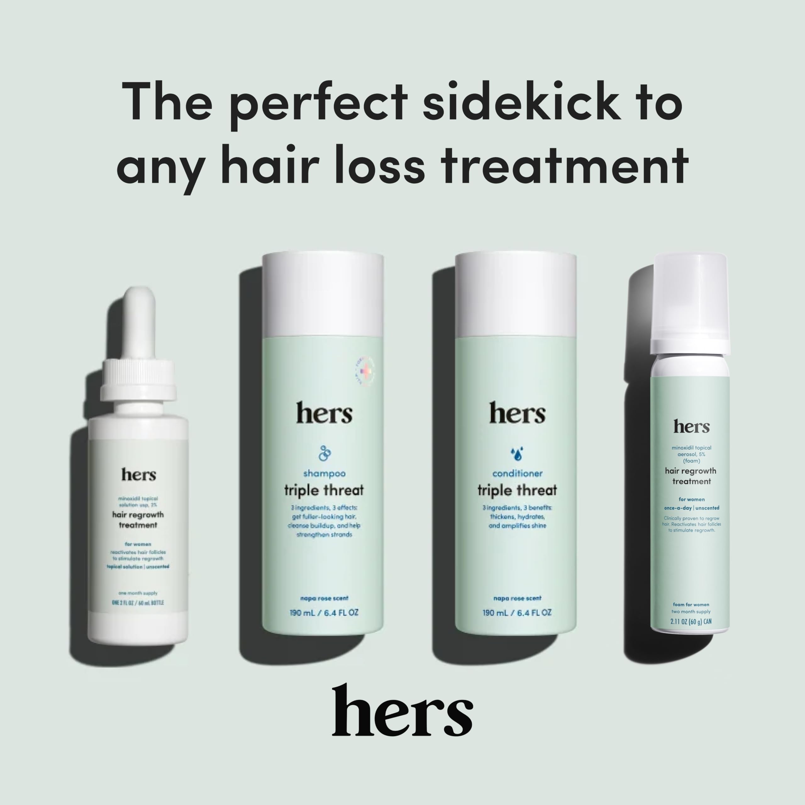 Hims & Hers color-safe vegan parabens-free logo on label.