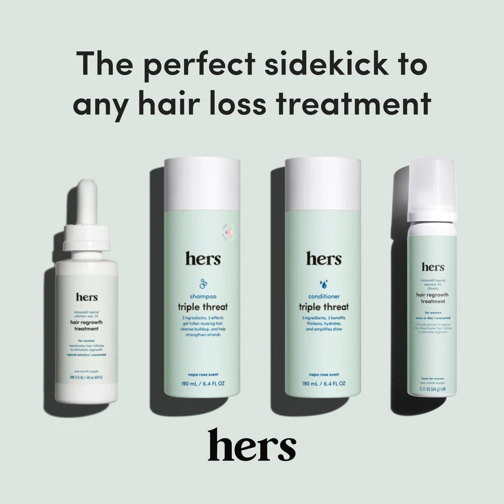 Hims & Hers color-safe vegan parabens-free logo on label.