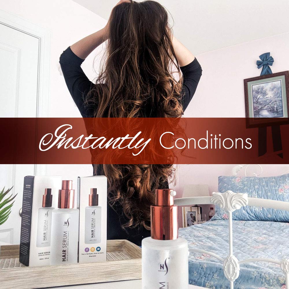 Herstyler Argan Oil Serum textura sedosa para acabado elegante.