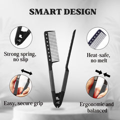 HerStyler Detangling Comb design glides through knots for quick prep.