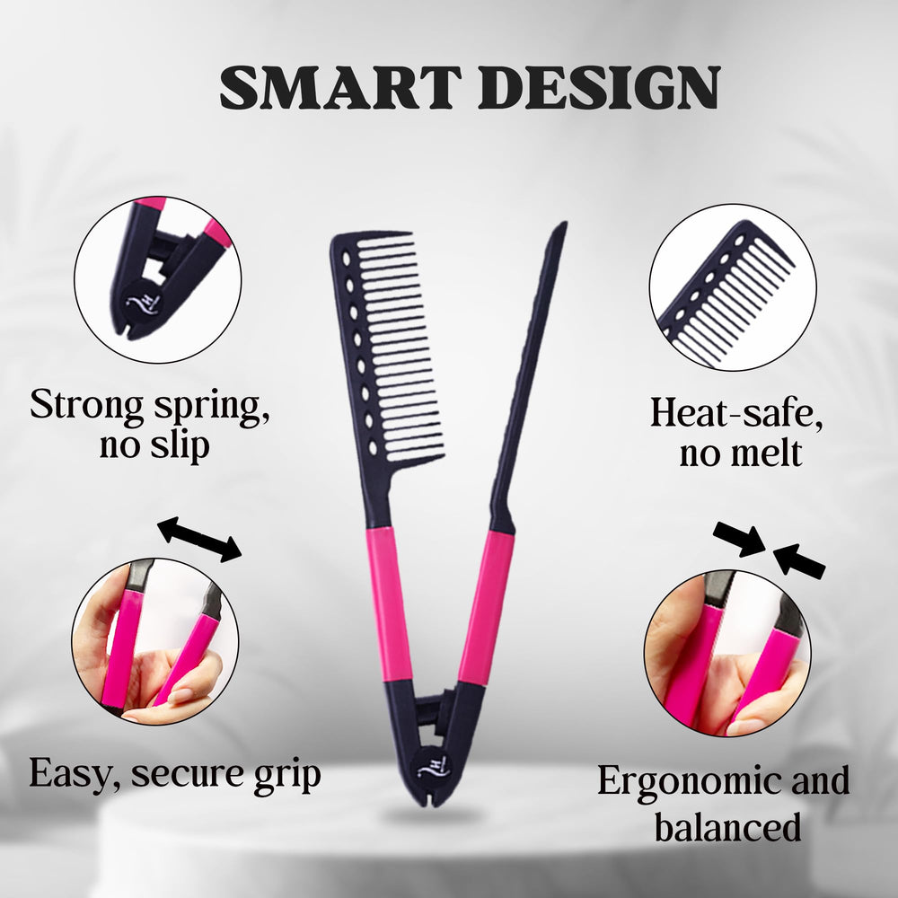 HerStyler hair straightening comb in action for sleek results