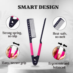 HerStyler hair straightening comb in action for sleek results