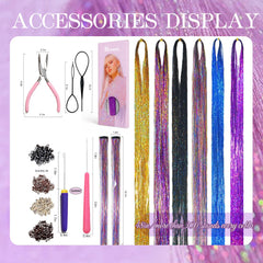 Hersun tinsel tools set includes crochet hook and plier for secure application