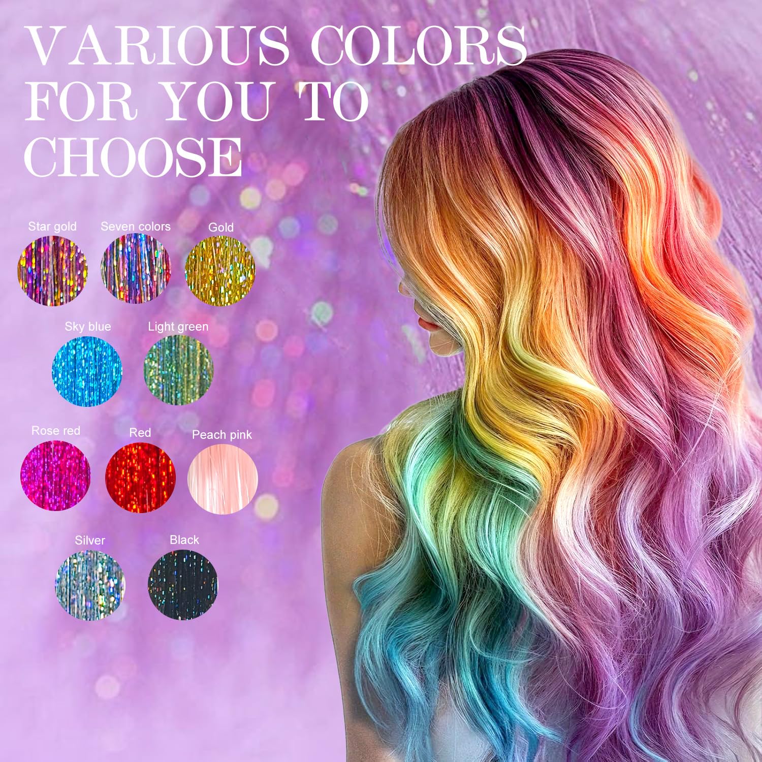 Hersun hair tinsel length 48 inches, easy to trim for custom looks