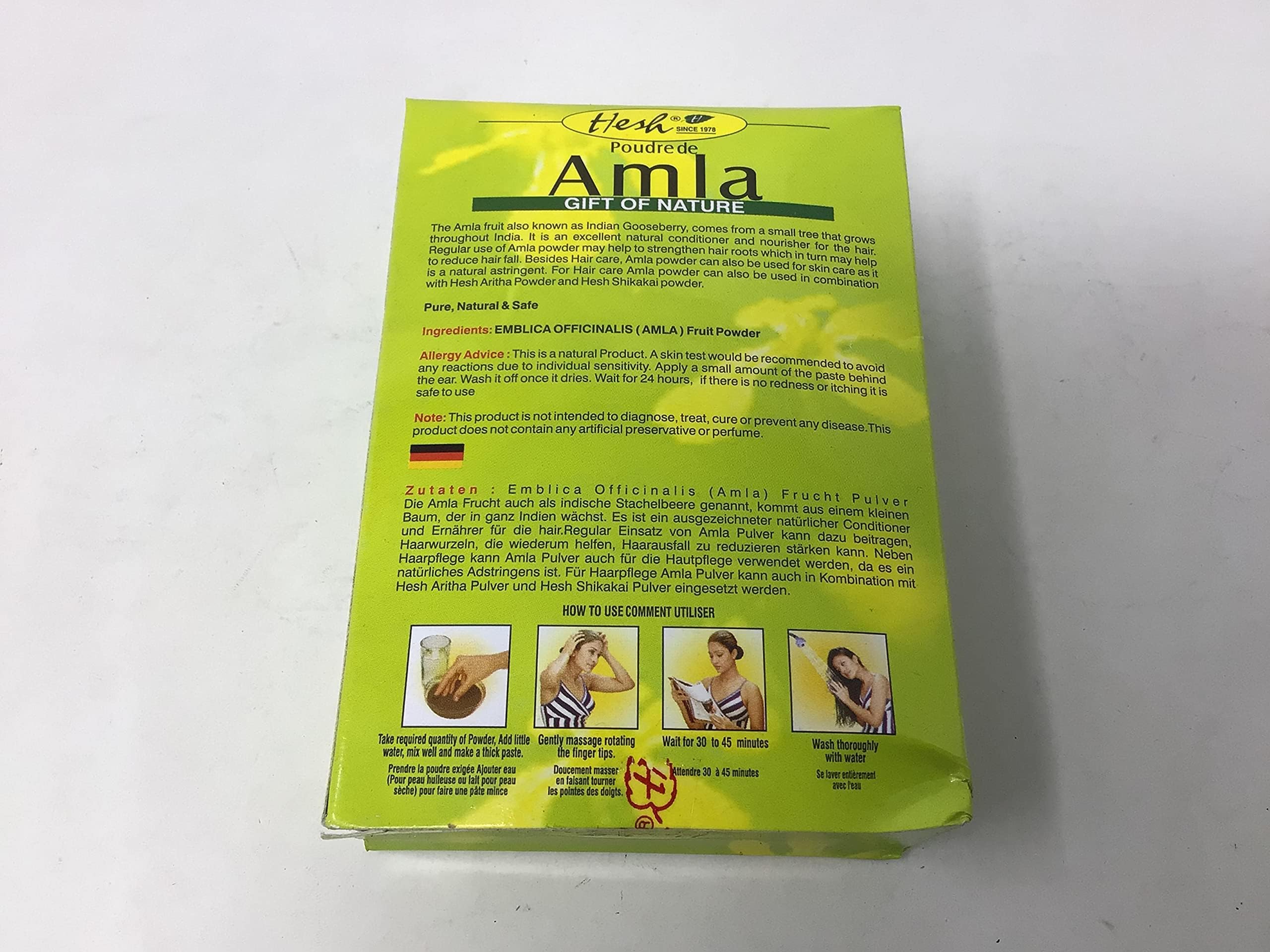 Masaje en cuero cabelludo con Polvo de Amla de Hesh Pharma.