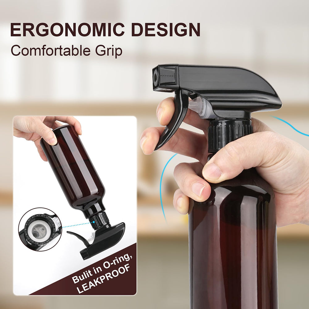 Hethyo 12oz brown spray bottle extended suction tube demonstration.
