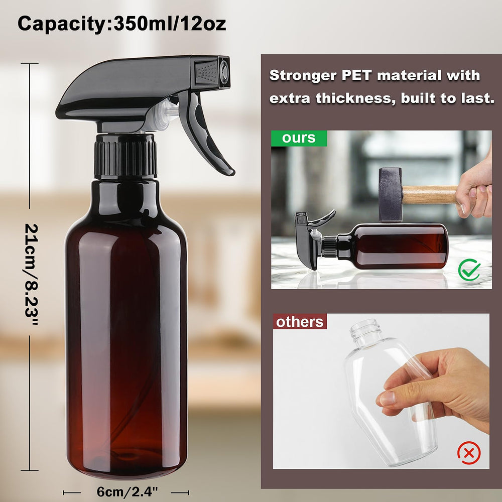 Hethyo 12oz brown spray bottle mist demonstration for plants.
