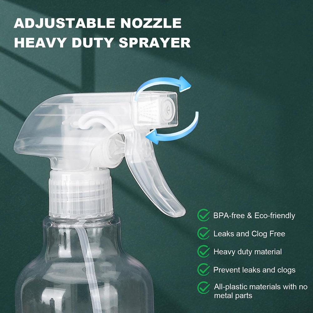 Hethyo spray bottle adjustable nozzle showcases mist to stream control.