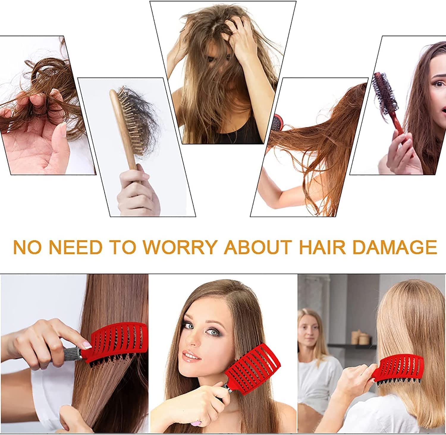 Heubek detangling brush bristles glide smoothly for pain-free brushing on kids and adults.