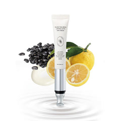 HEVEBLUE eye cream bottle closeup showing gentle hydration for sensitive skin.