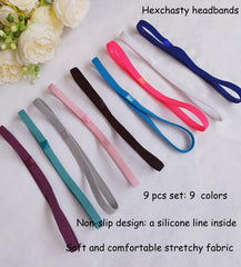 Hexchasty skinny headbands close-up of breathable nylon-spandex fabric.