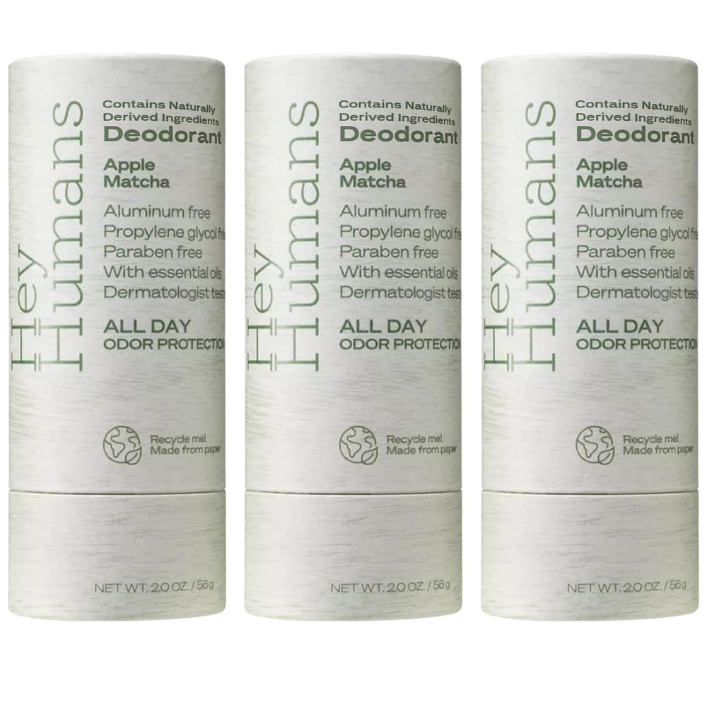 Hey Humans Apple Matcha deodorant bottle with all-day odor control.