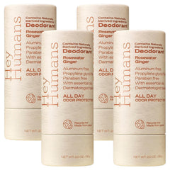 Hey Humans deodorant rosewater ginger packaging highlights sustainable paper packaging.