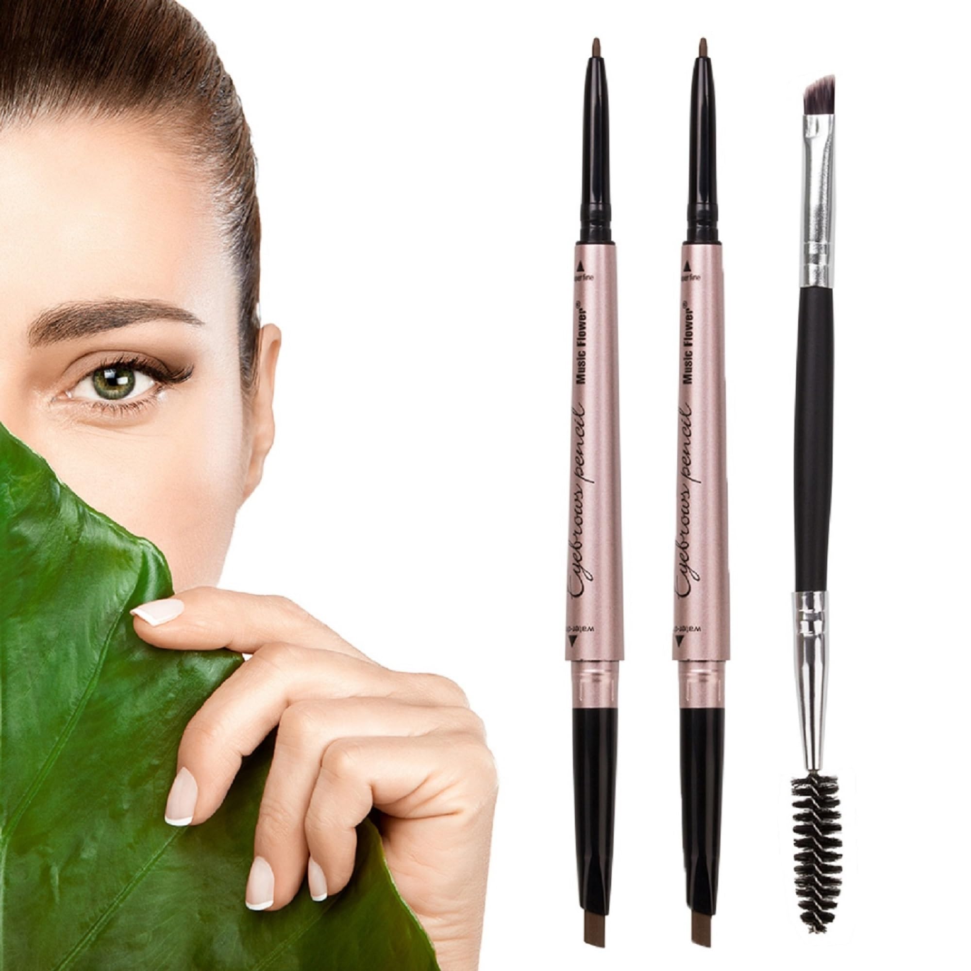 HeyBeauty eyebrow pencil dual ends for precise definition and natural-looking brows all day.