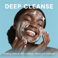 Heyedrate foaming cleanser eyelid closeup showing gentle makeup removal.