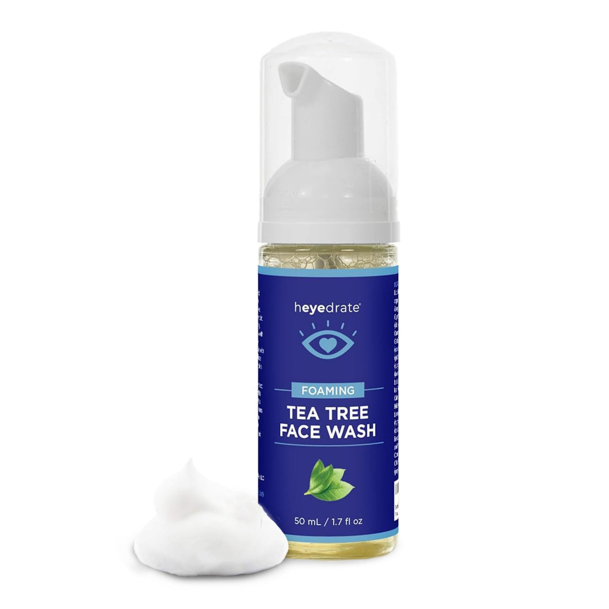 Heyedrate tea tree foaming face wash bottle for refreshing cleanse.