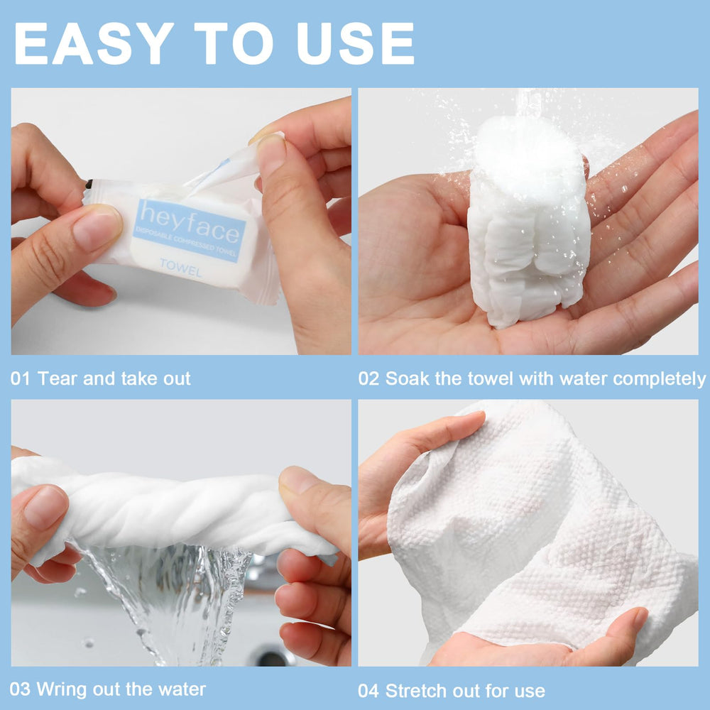 Heyface bulk travel towels fit compactly in bags for on-the-go freshness