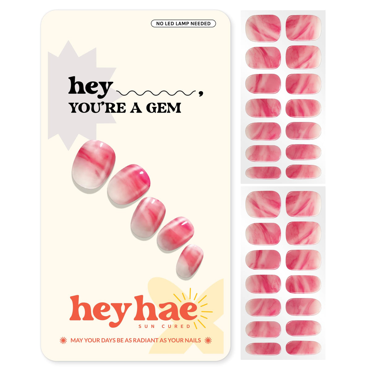 Heyhae bandas gel sin lámpara con acabado marble rojo para verano.