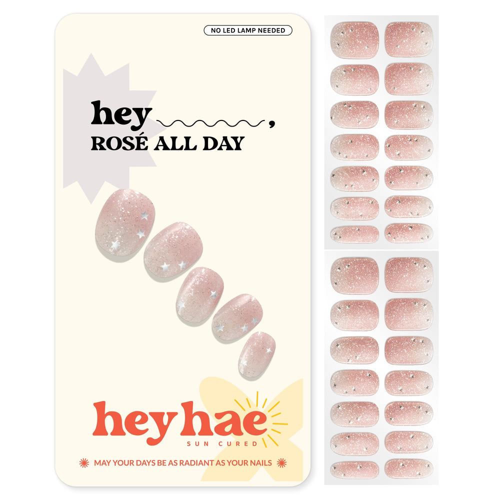 Heyhae gel semi cocido en rosas con estrellas, ideal para un look festivo y deslumbrante.