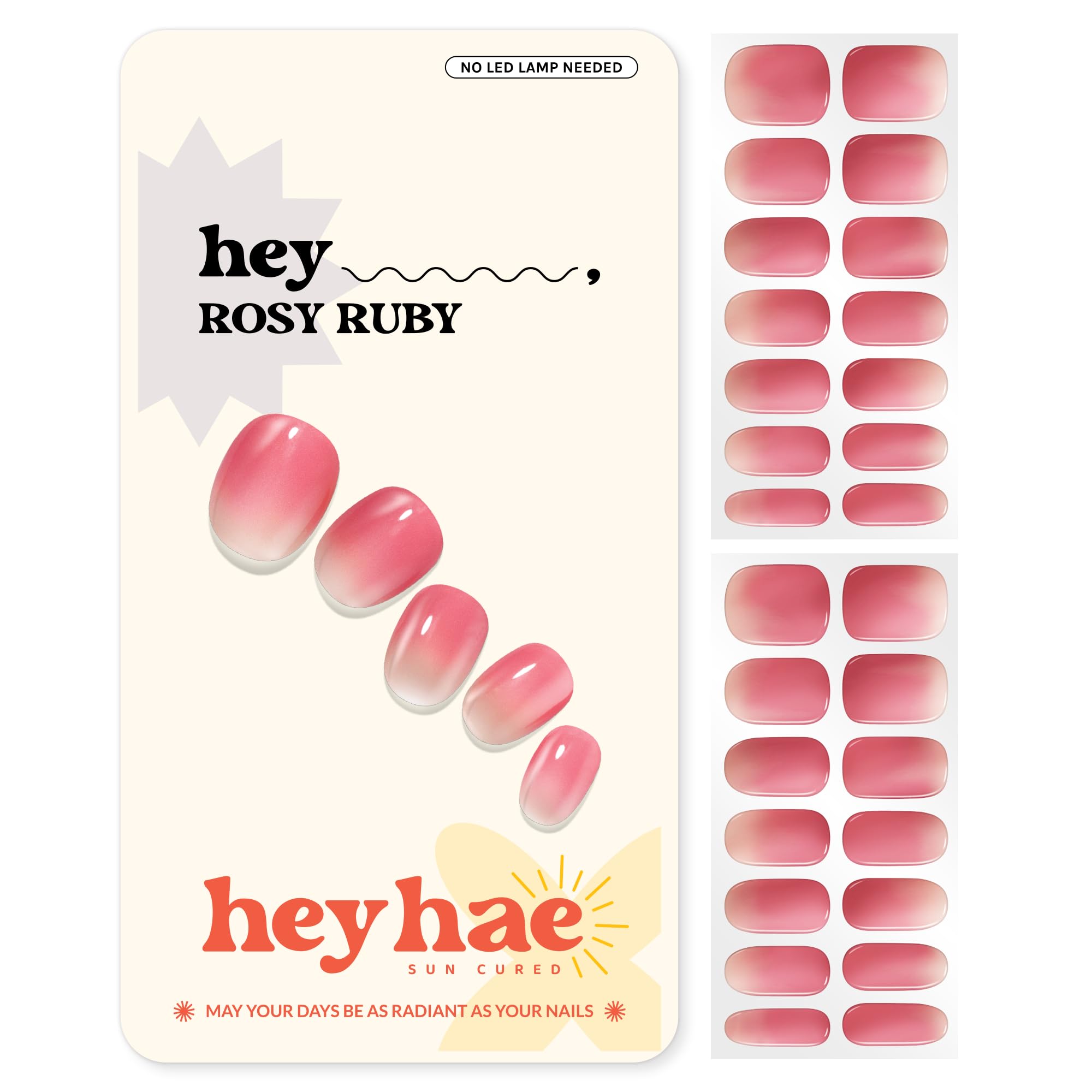 Heyhae Rosy Ruby gel para uñas semicuradas al sol con acabado luminoso