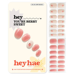 Heyhae, tiras de gel semicuradas con brillo rosa para uñas elegantes.
