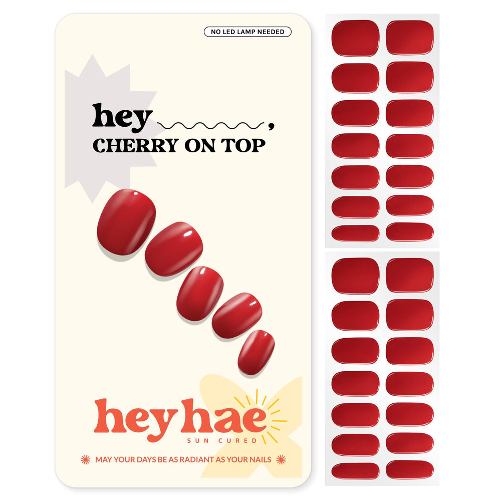 Heyhae semi cured gel nail strips solid red for easy salon quality nails at home