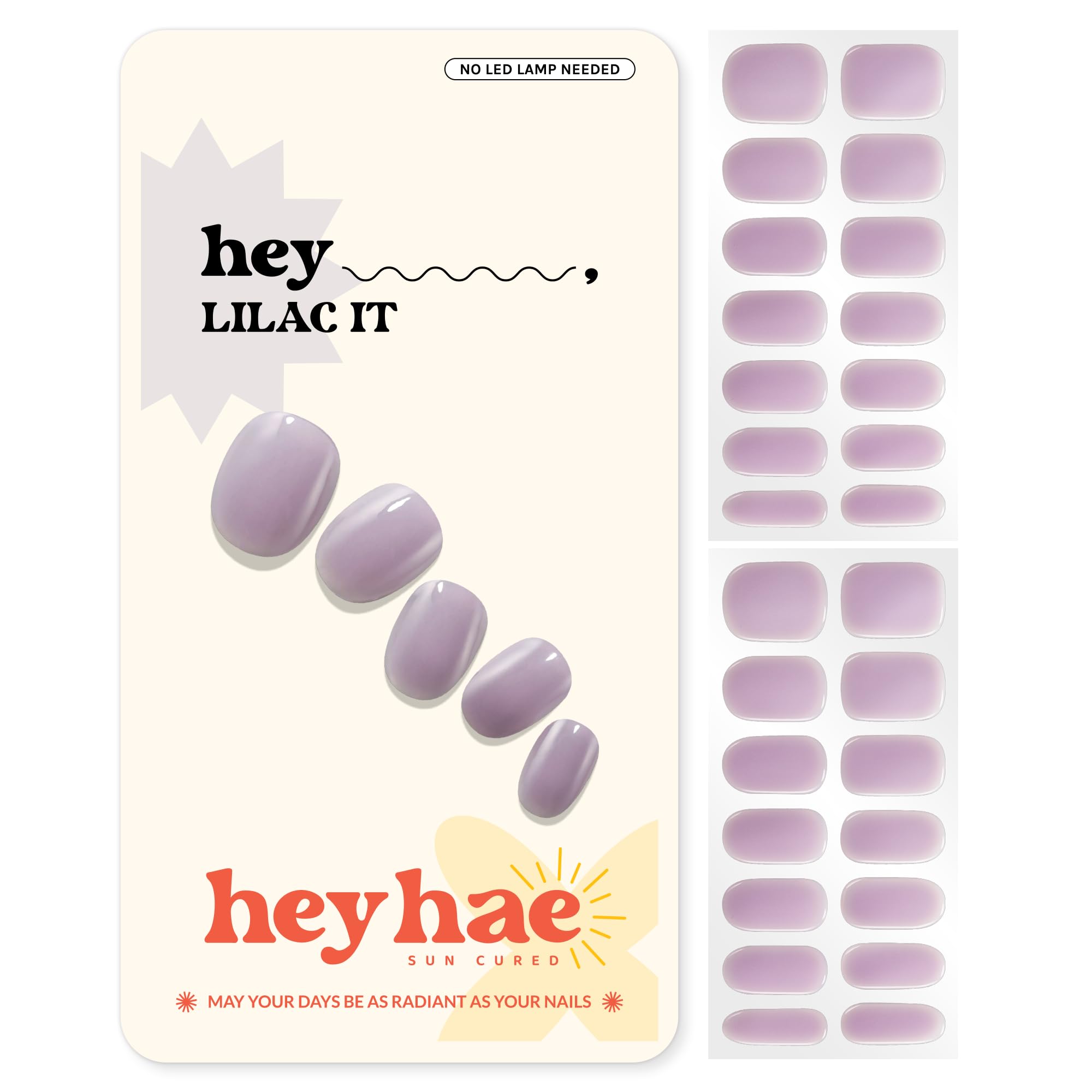 Heyhae semi cured nail strips in lilac for at‑home salon quality results