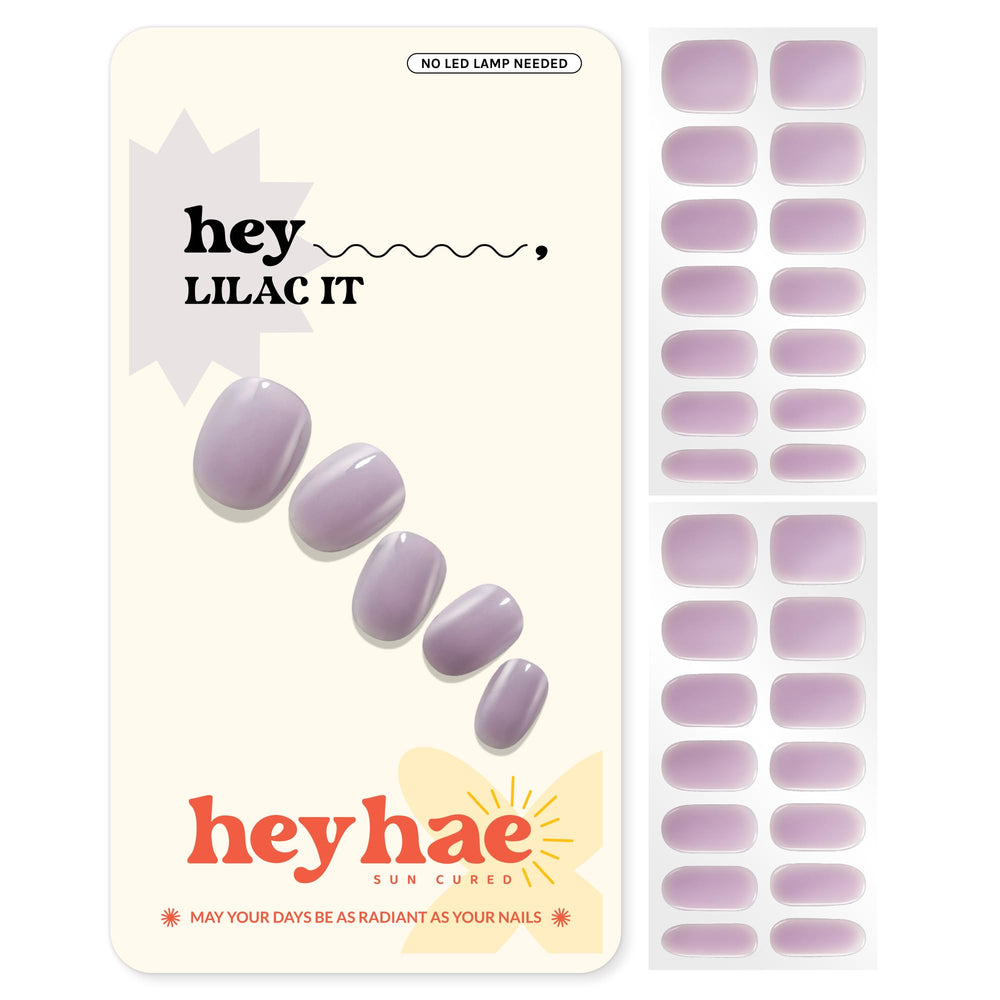 Heyhae semi cured nail strips in lilac for at‑home salon quality results