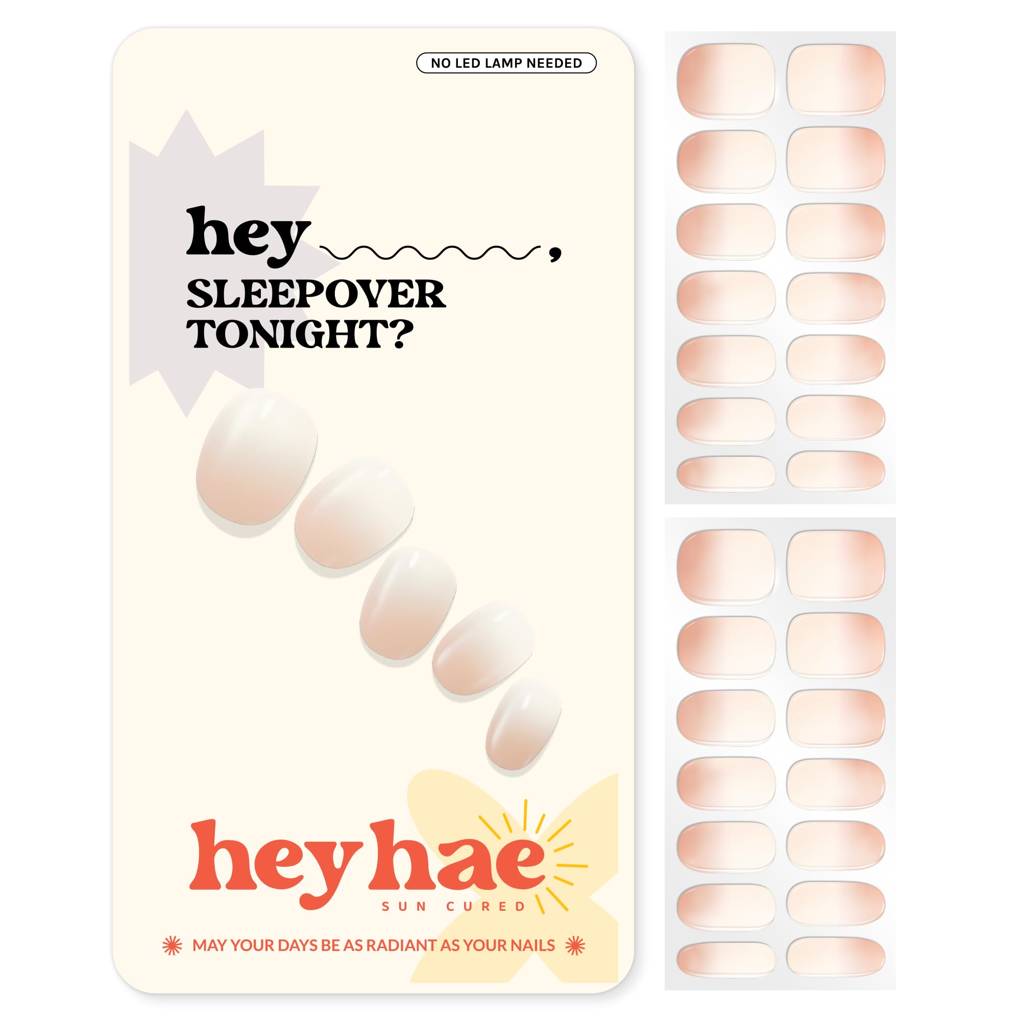 Heyhae tiras gel semi-curado gradiente neutro, acabado elegante para uñas en casa