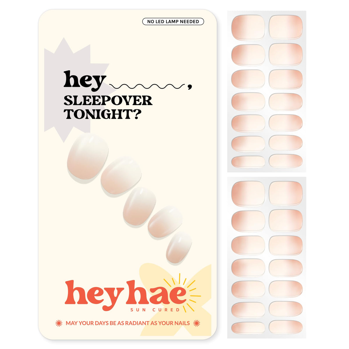 Heyhae tiras gel semi-curado gradiente neutro, acabado elegante para uñas en casa