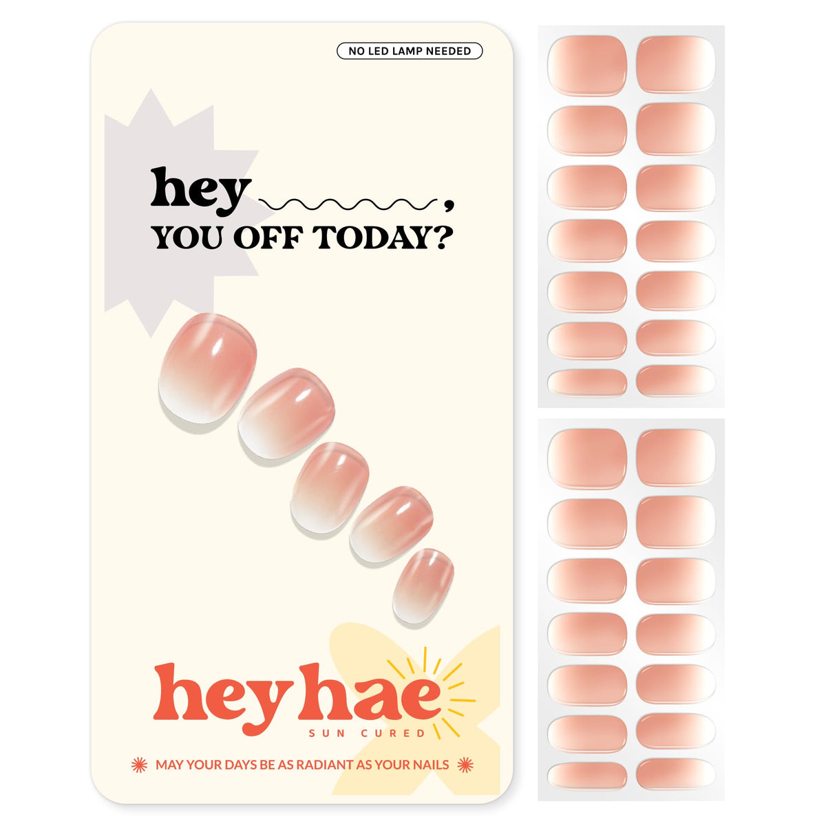 Heyhae tiras gel semicurado ombré rosa primavera: brillo suave y duradero.