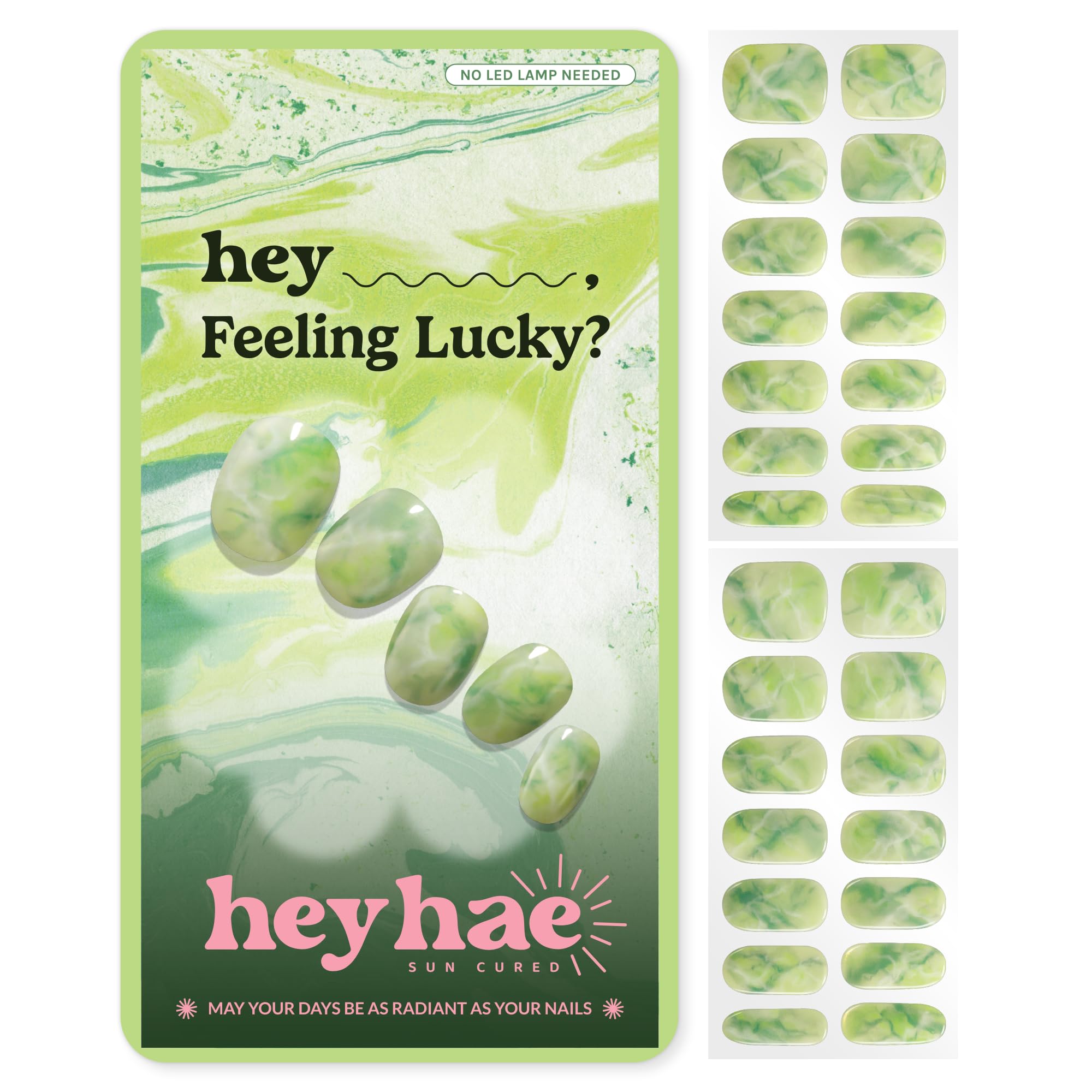 Heyhae tiras gel semicurado marmol verde, acabado elegante para uñas.