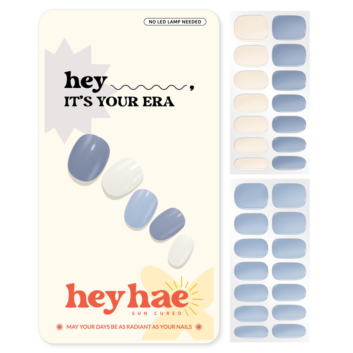 Heyhae tiras gel semicuradas azul primavera para uñas elegantes y duraderas.