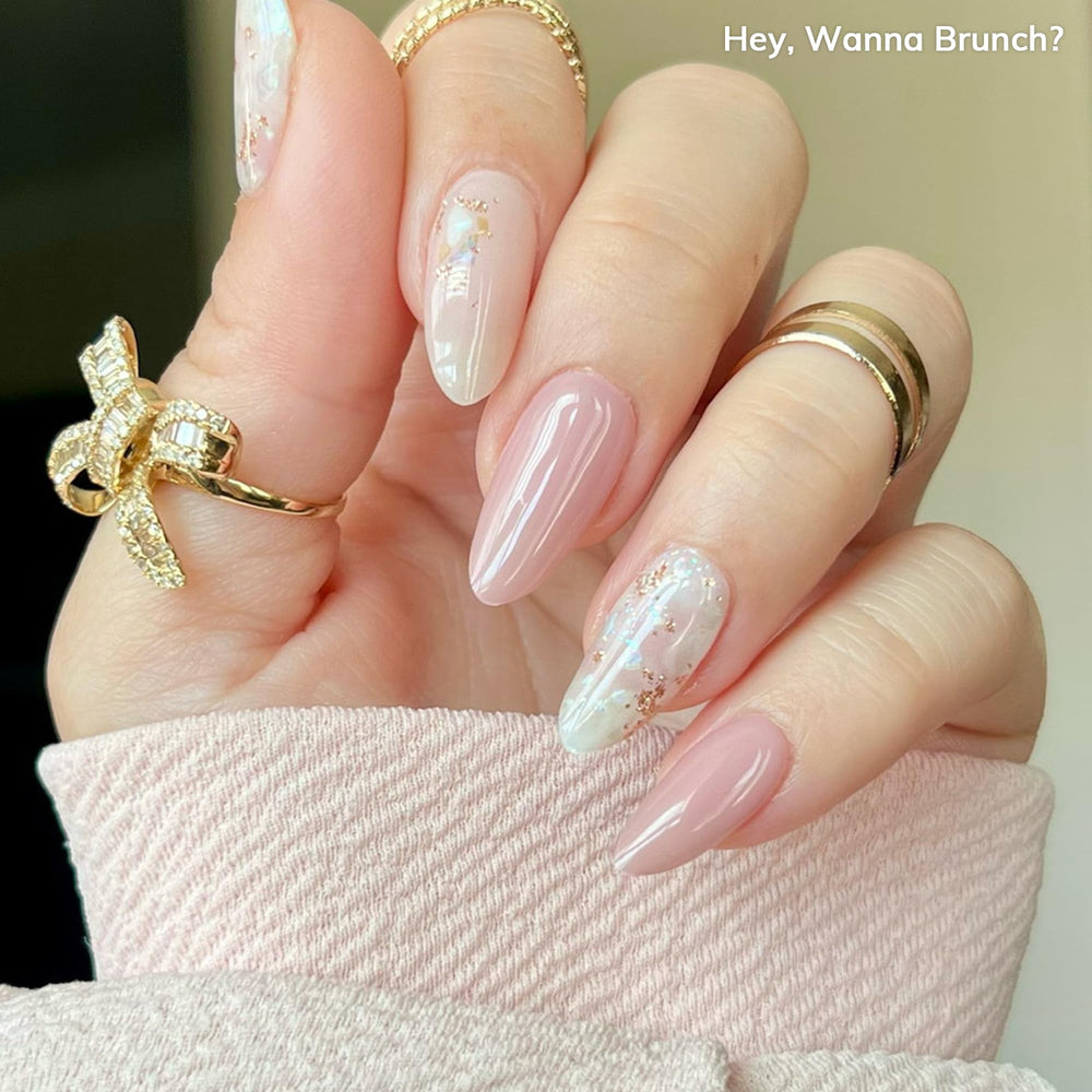 Heyhae tiras de uñas con gel brillo rosado, aplicación rápida