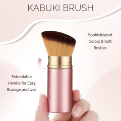 HEYOTECK portable kabuki brush with aluminum handle for travel.