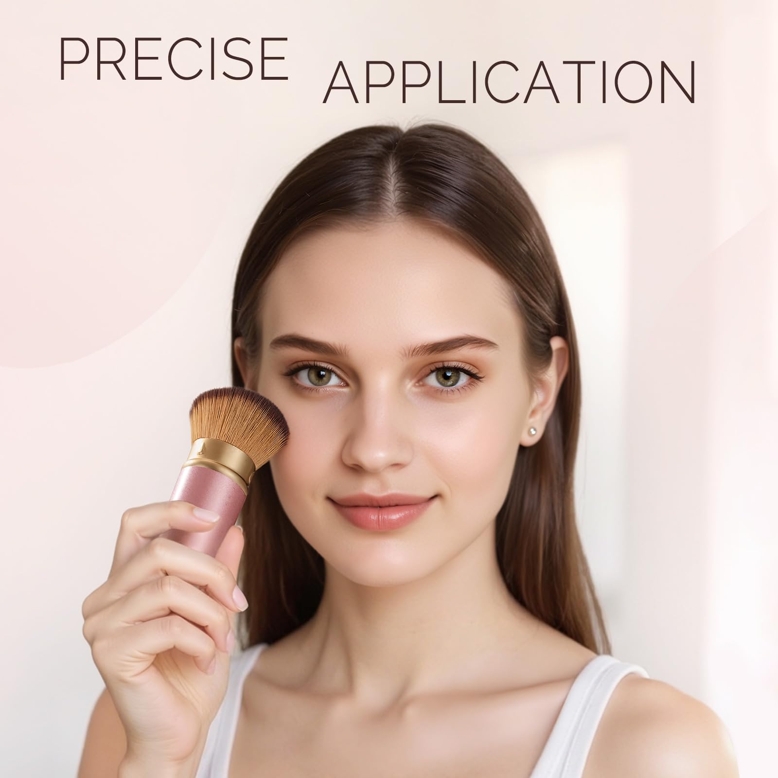 HEYOTECK retractable kabuki brush ultra-soft bristles for smooth foundation.