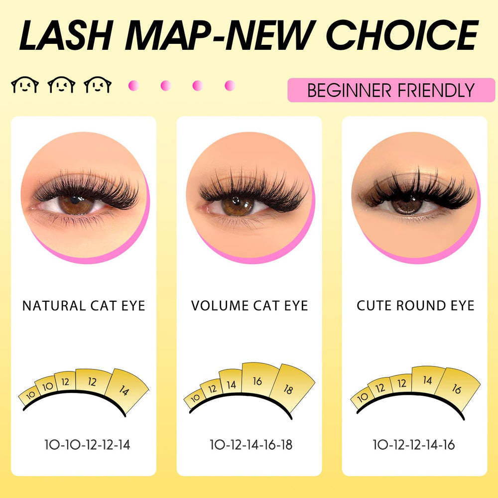 HEYWINK D-Curl 10-18mm clusters blend seamlessly with natural lashes