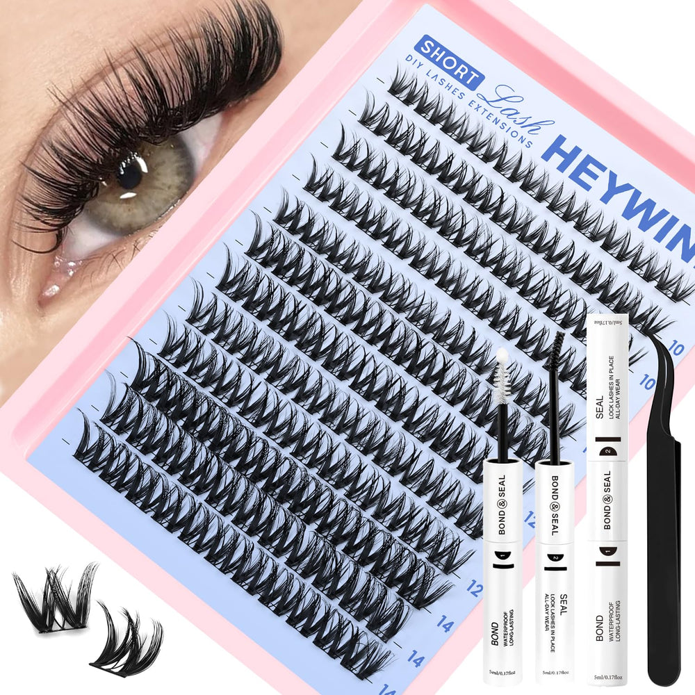 HEYWINK Flora short-kit-overview shows a complete DIY lash solution for natural-looking clusters.