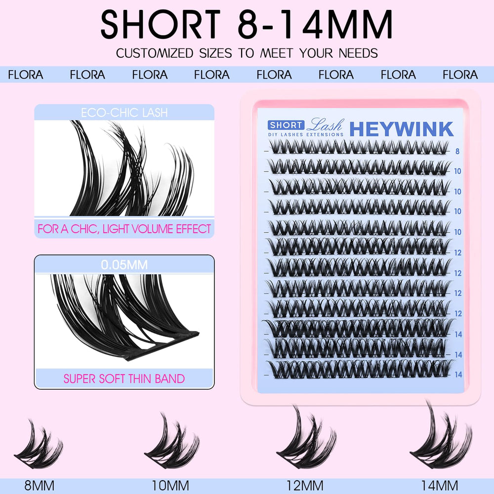 HEYWINK Flora ultra-thin-base-closeup highlights natural root definition and seamless lash blending.