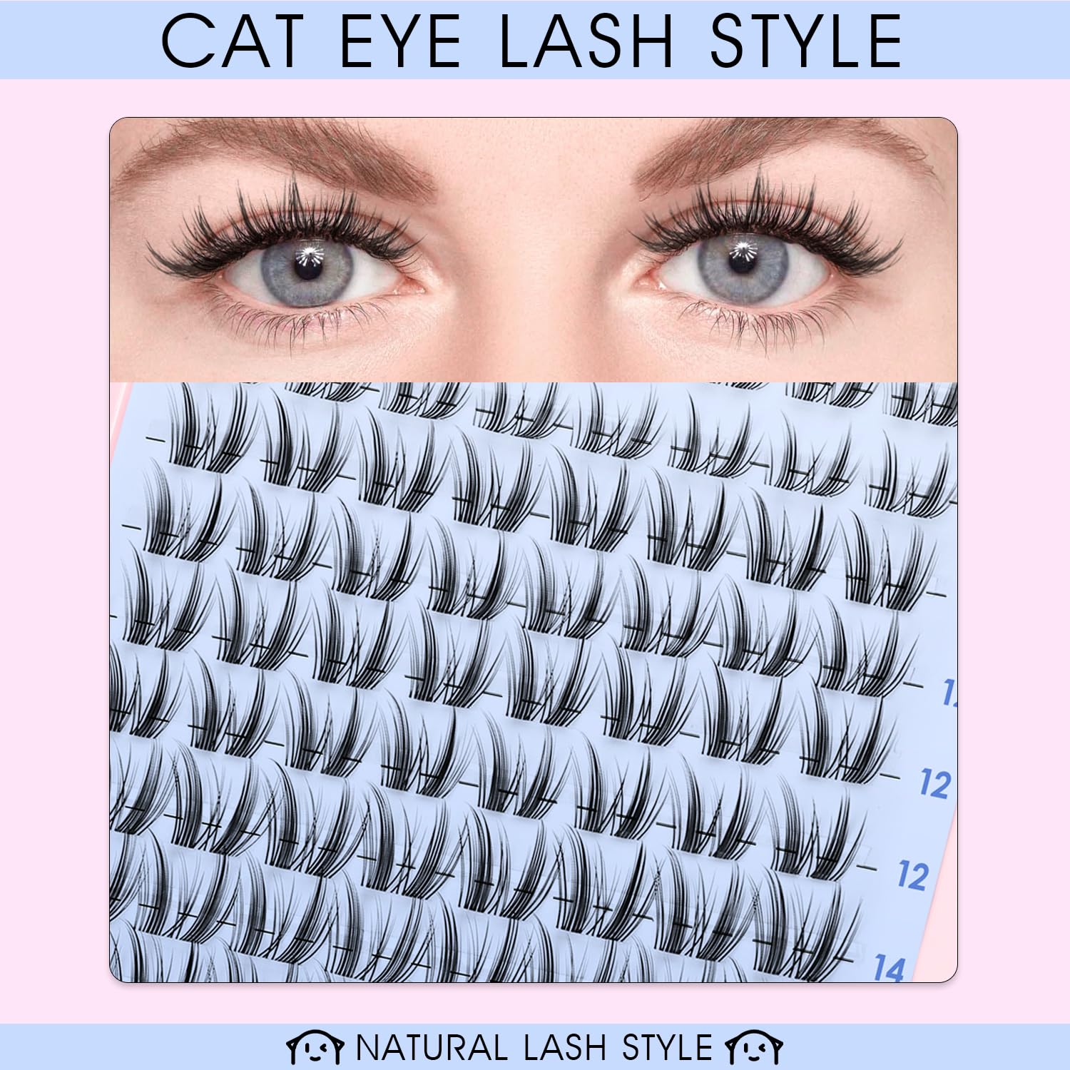 HEYWINK Freya Short Kit invisible lash band blends seamlessly with natural lash line.