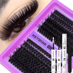 HEYWINK lash clusters kit 80D+100D for dramatic volume in a DIY lash look.