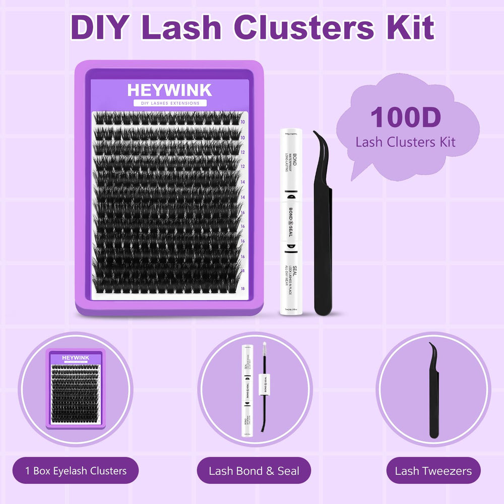 HEYWINK D-curL lash clusters blend with natural lashes for lift and definition
