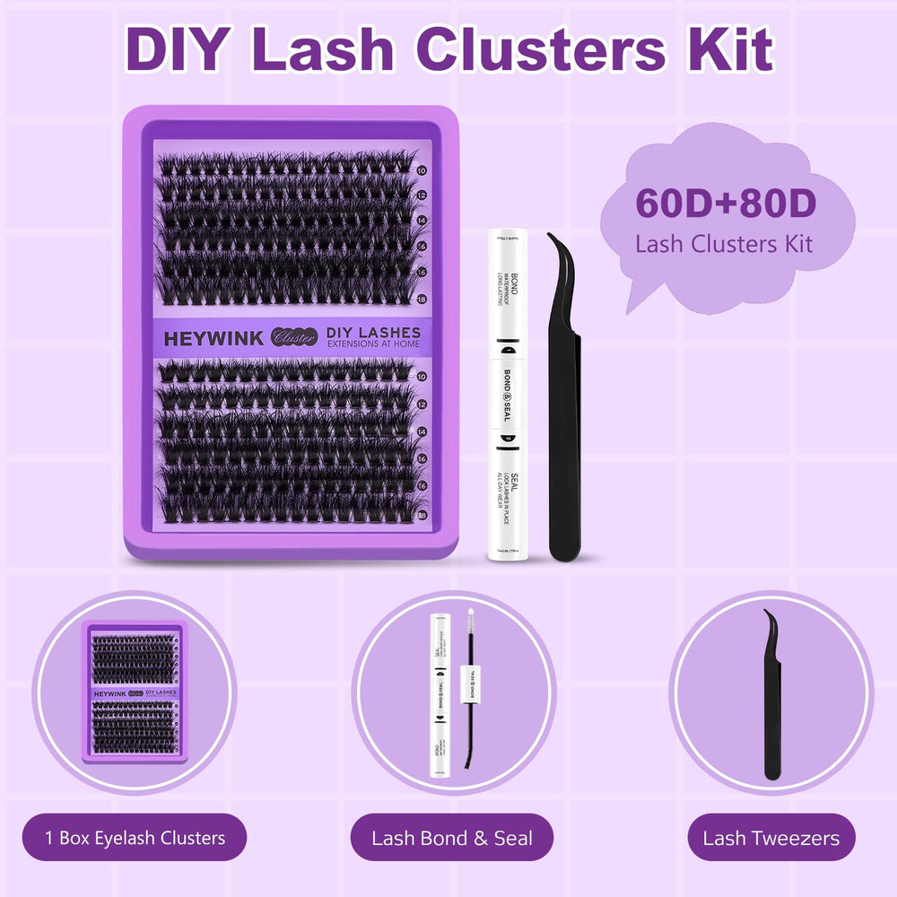 HEYWINK Lash Clusters Kit D-Curved design blends naturally with real lashes.