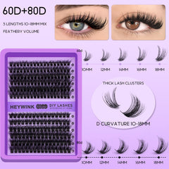 HEYWINK Lash Clusters Kit Lengths 10-18mm enables custom thick and wispy styles.