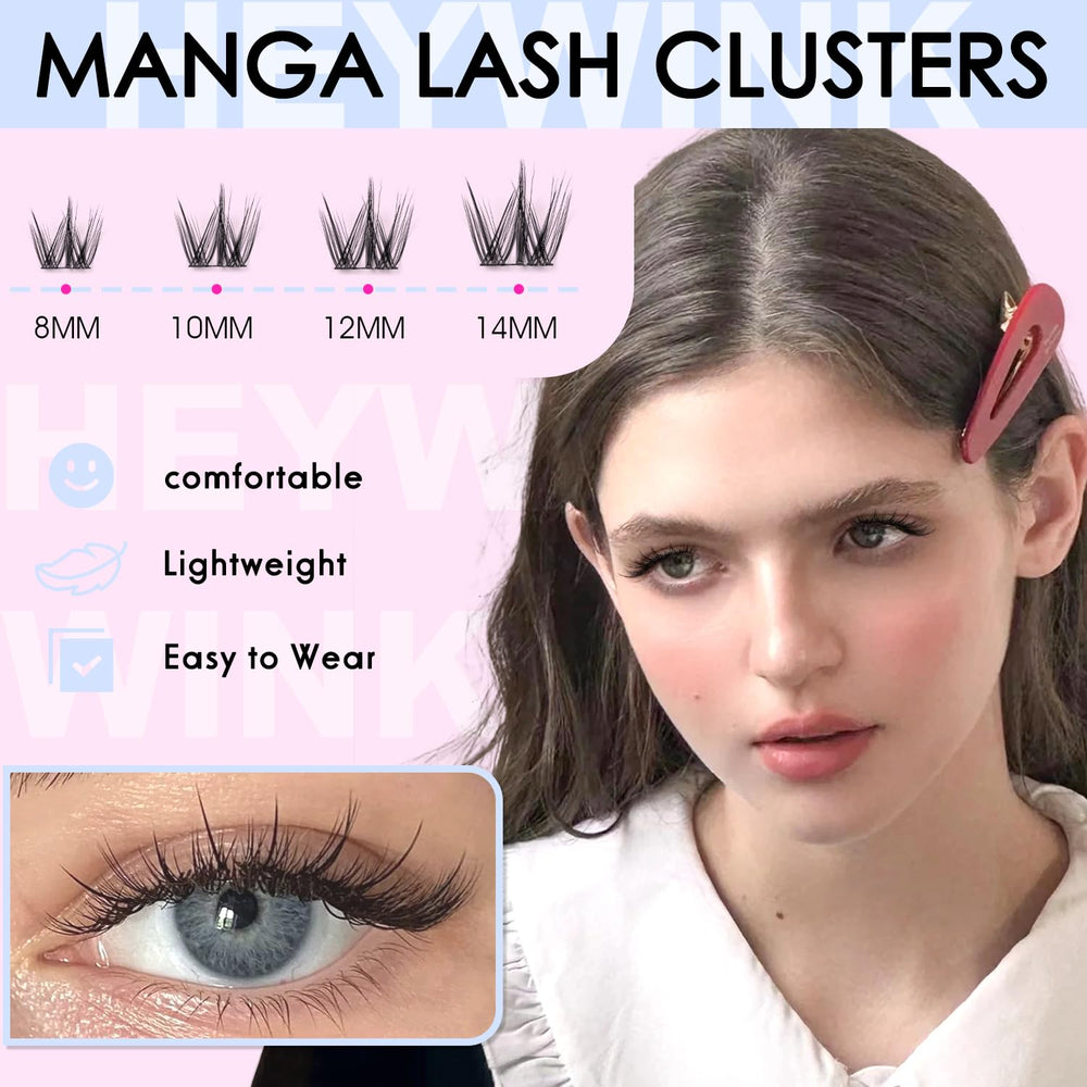 HEYWINK Manga Lash Clusters Kit short lashes blend inner corners with outer wings.