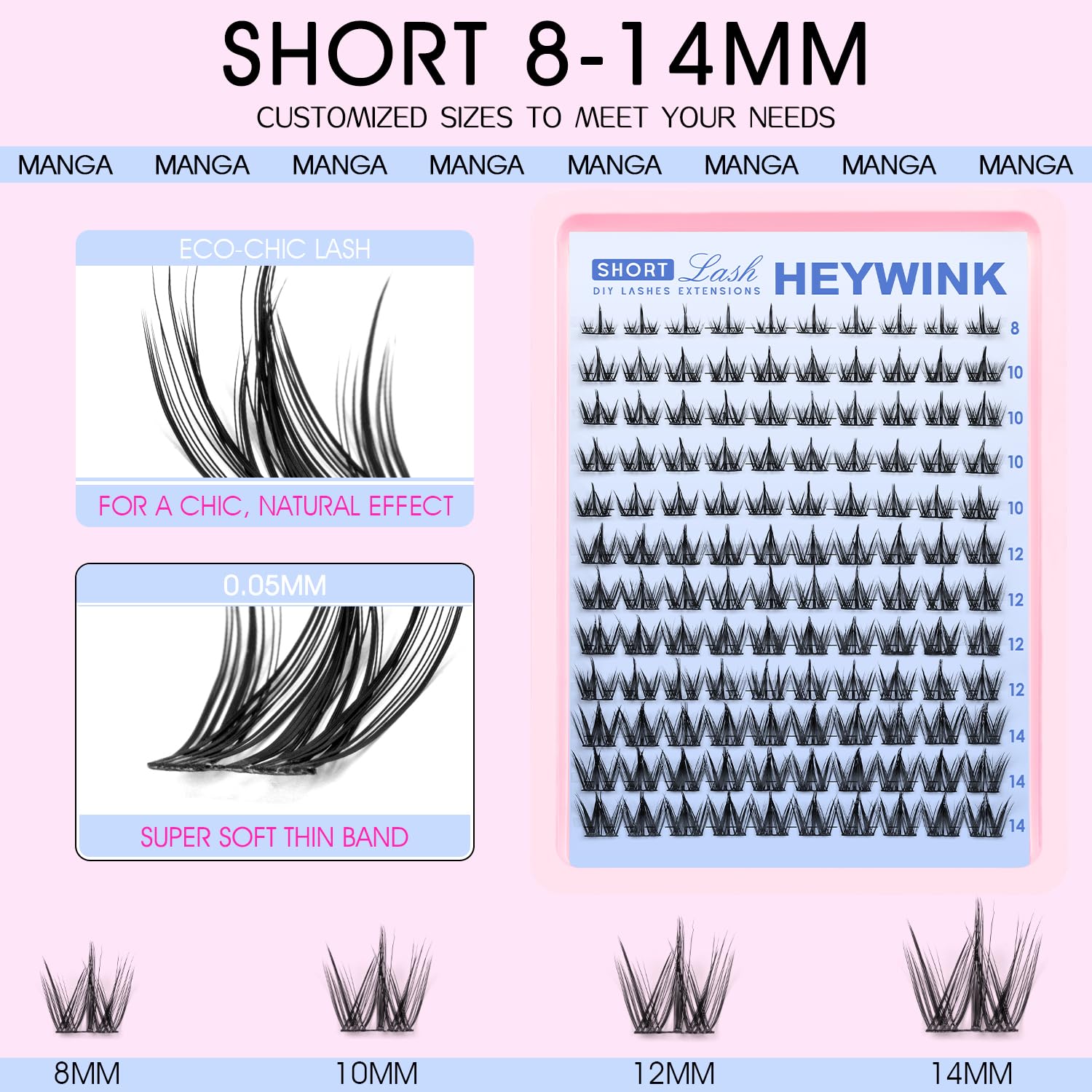 HEYWINK Manga Lash Clusters Kit precision tweezer for easy application and clean separation.