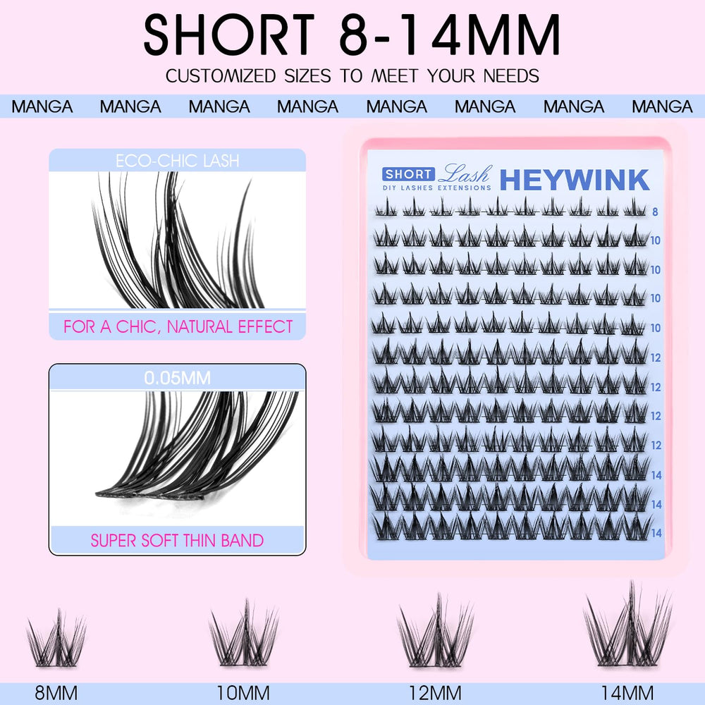 HEYWINK Manga Lash Clusters Kit precision tweezer for easy application and clean separation.
