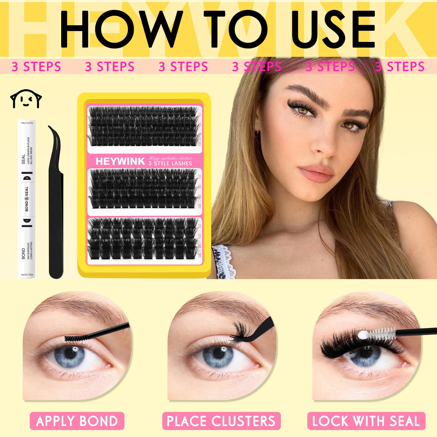 HEYWINK High-density lashes stay secure from morning to night with minimal irritation.