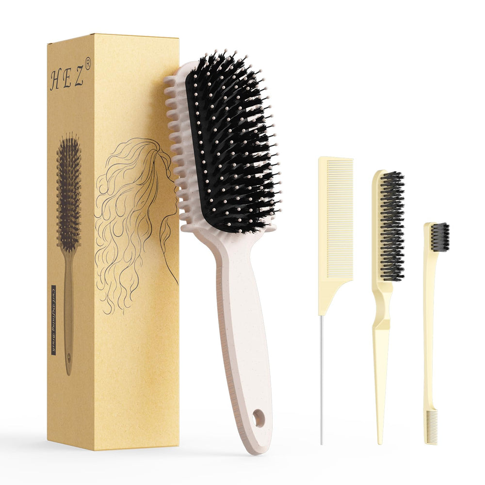 HEZ Curl Defining Brush closeup shows gentle bristles for curl shaping.